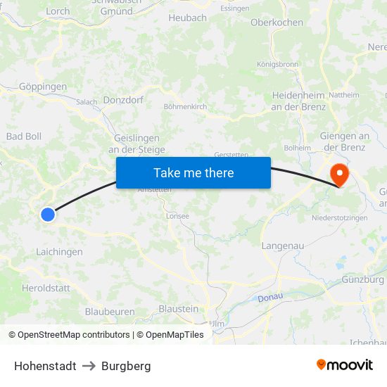 Hohenstadt to Burgberg map