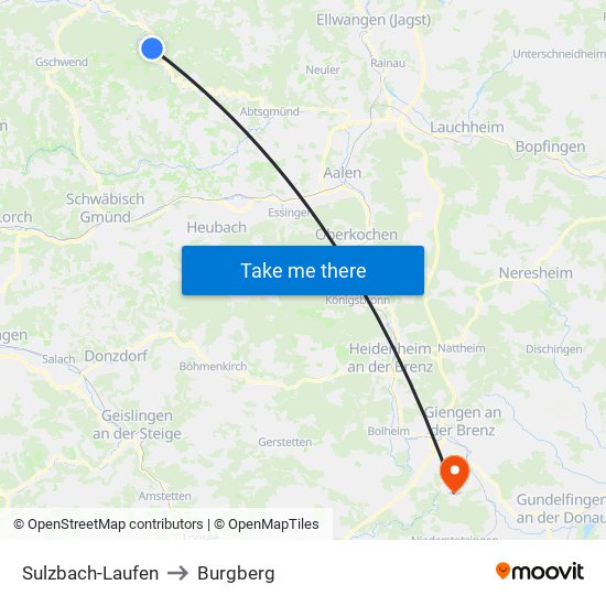 Sulzbach-Laufen to Burgberg map