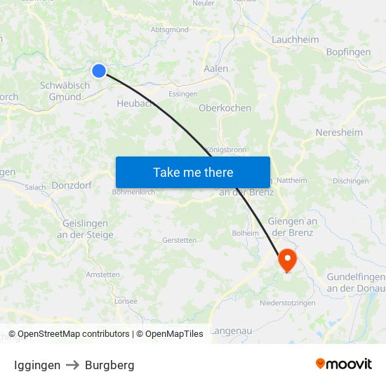 Iggingen to Burgberg map
