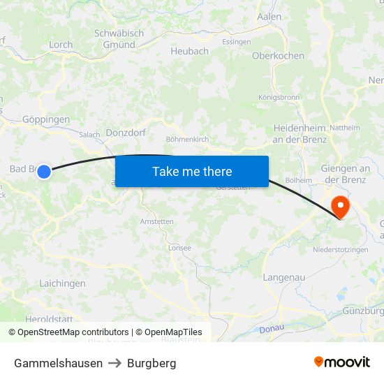 Gammelshausen to Burgberg map