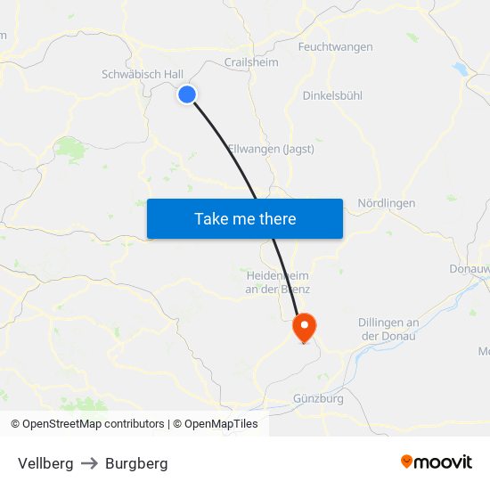 Vellberg to Burgberg map