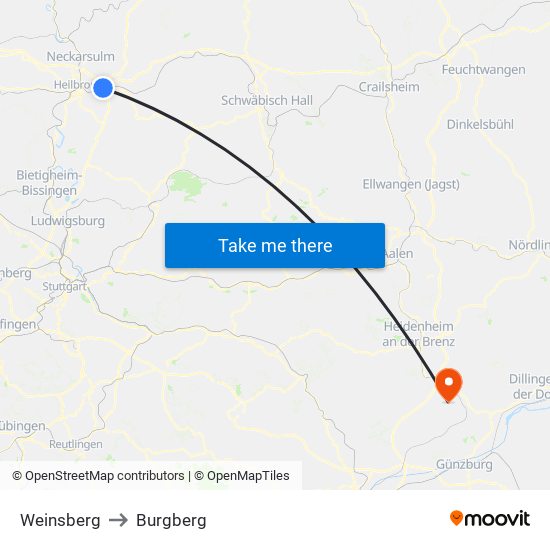 Weinsberg to Burgberg map