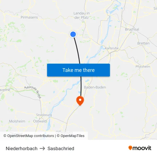 Niederhorbach to Sasbachried map