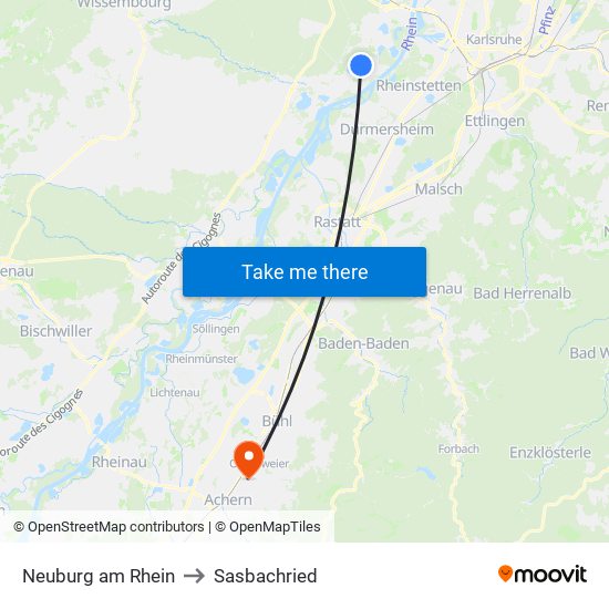 Neuburg am Rhein to Sasbachried map