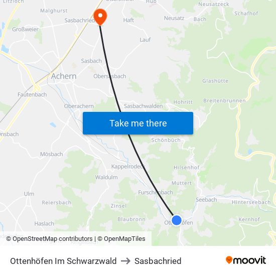 Ottenhöfen Im Schwarzwald to Sasbachried map