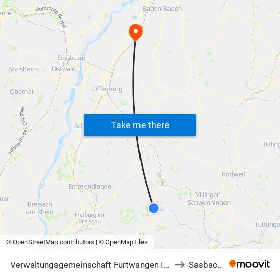 Verwaltungsgemeinschaft Furtwangen Im Schwarzwald to Sasbachried map