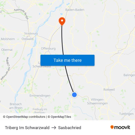 Triberg Im Schwarzwald to Sasbachried map