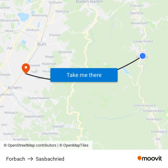 Forbach to Sasbachried map