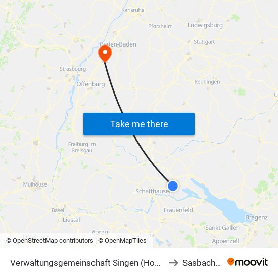 Verwaltungsgemeinschaft Singen (Hohentwiel) to Sasbachried map