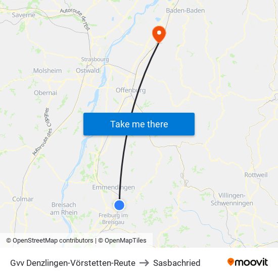 Gvv Denzlingen-Vörstetten-Reute to Sasbachried map