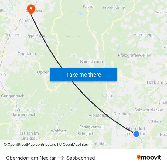 Oberndorf am Neckar to Sasbachried map