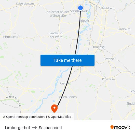 Limburgerhof to Sasbachried map