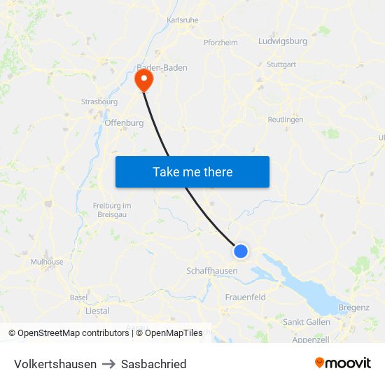 Volkertshausen to Sasbachried map