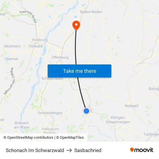 Schonach Im Schwarzwald to Sasbachried map