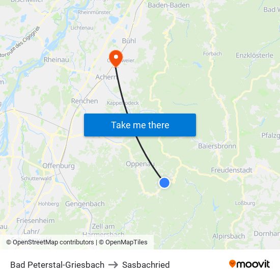 Bad Peterstal-Griesbach to Sasbachried map