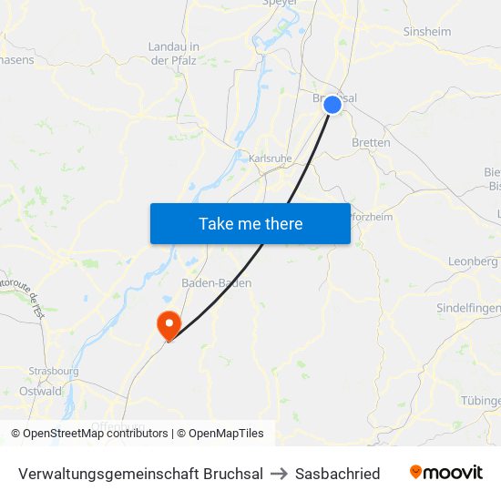 Verwaltungsgemeinschaft Bruchsal to Sasbachried map