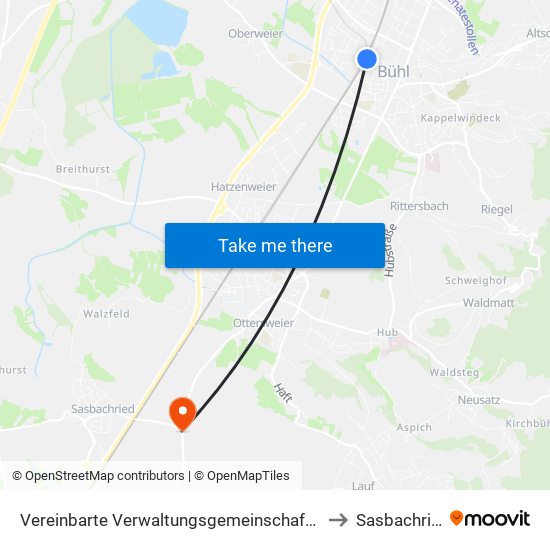 Vereinbarte Verwaltungsgemeinschaft Bühl to Sasbachried map