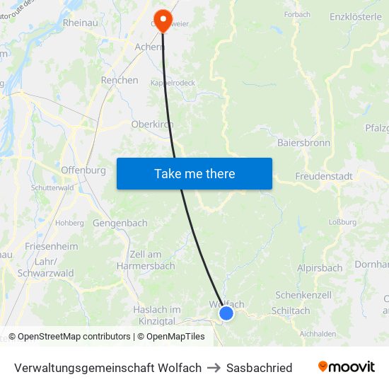 Verwaltungsgemeinschaft Wolfach to Sasbachried map