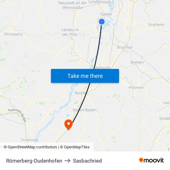 Römerberg-Dudenhofen to Sasbachried map