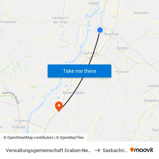 Verwaltungsgemeinschaft Graben-Neudorf to Sasbachried map