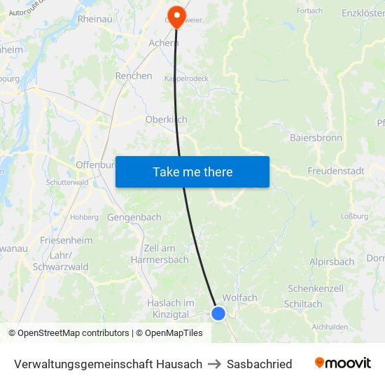 Verwaltungsgemeinschaft Hausach to Sasbachried map