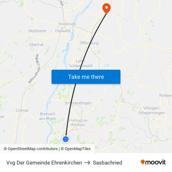 Vvg Der Gemeinde Ehrenkirchen to Sasbachried map