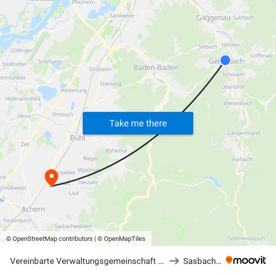 Vereinbarte Verwaltungsgemeinschaft Gernsbach to Sasbachried map