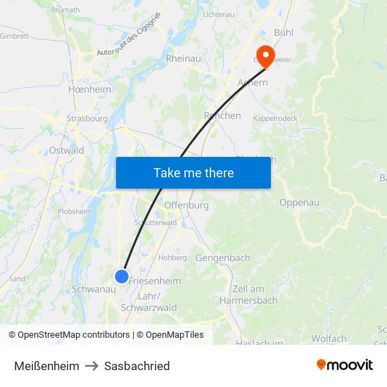 Meißenheim to Sasbachried map