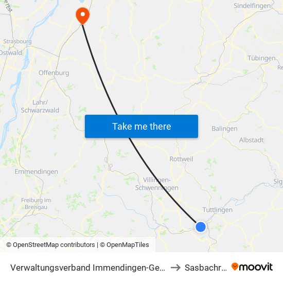 Verwaltungsverband Immendingen-Geisingen to Sasbachried map