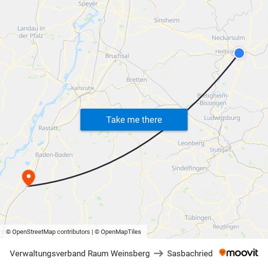 Verwaltungsverband Raum Weinsberg to Sasbachried map