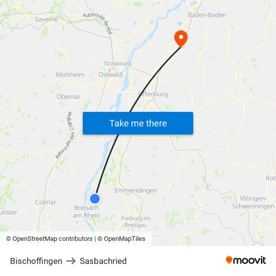 Bischoffingen to Sasbachried map