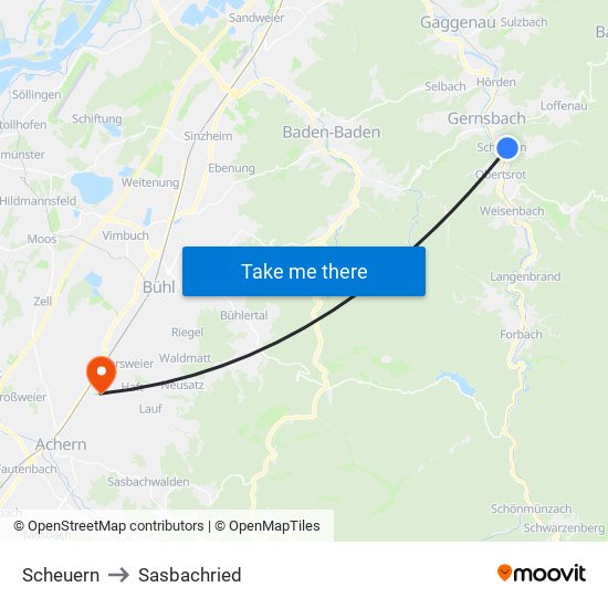 Scheuern to Sasbachried map