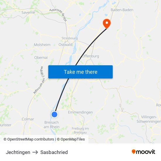 Jechtingen to Sasbachried map