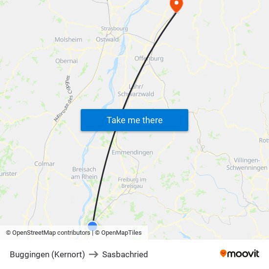 Buggingen (Kernort) to Sasbachried map