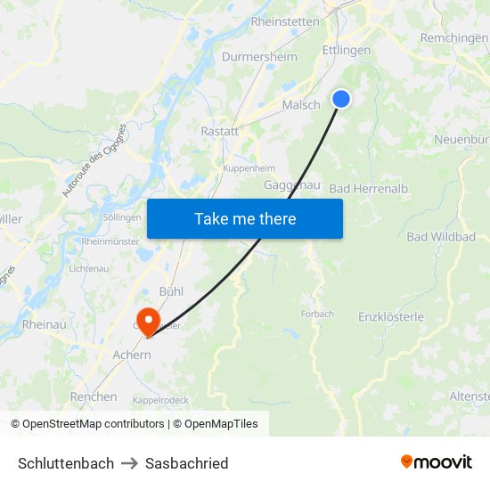 Schluttenbach to Sasbachried map