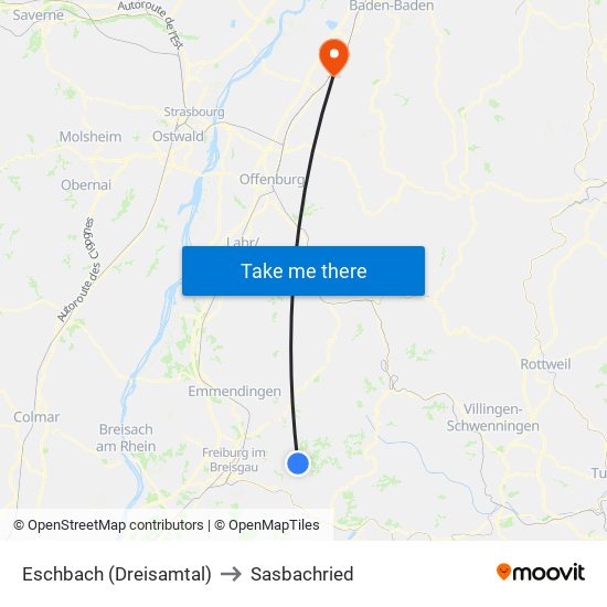 Eschbach (Dreisamtal) to Sasbachried map