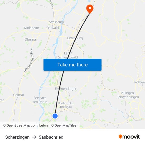 Scherzingen to Sasbachried map