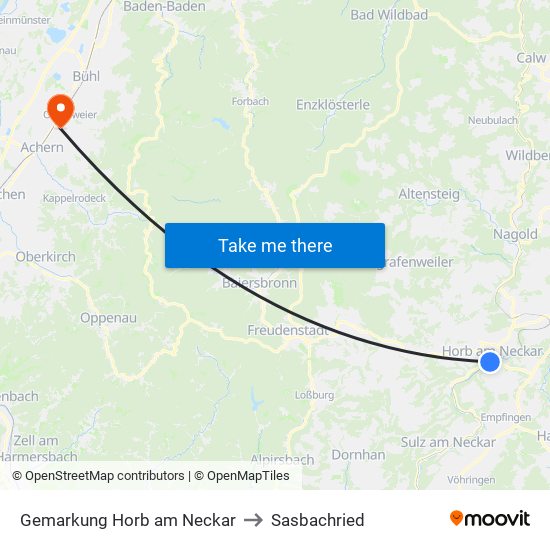 Gemarkung Horb am Neckar to Sasbachried map