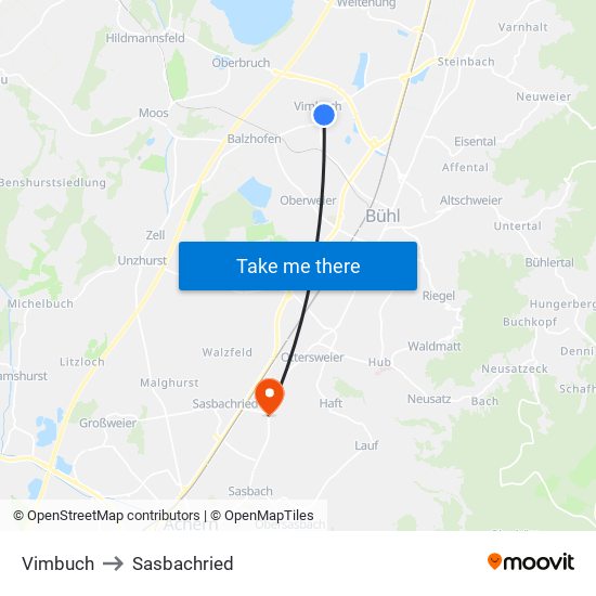 Vimbuch to Sasbachried map