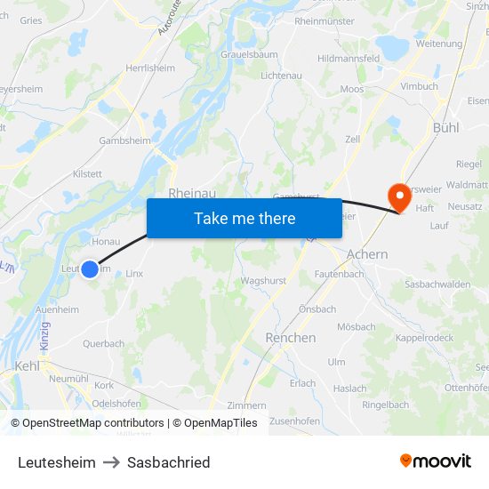 Leutesheim to Sasbachried map