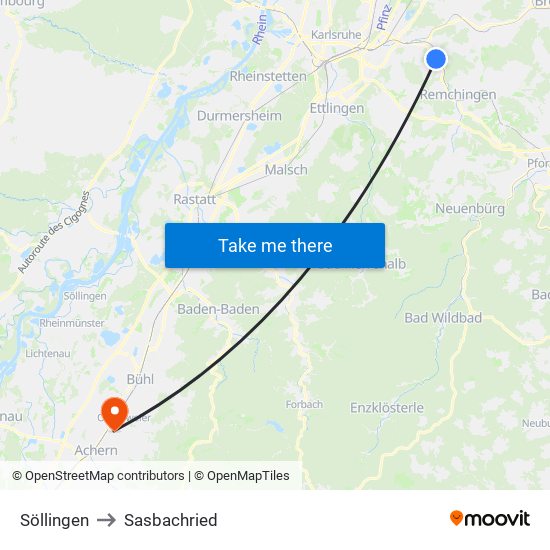 Söllingen to Sasbachried map