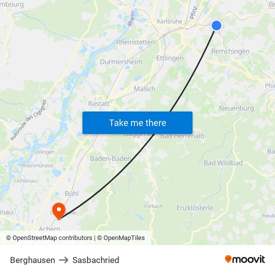 Berghausen to Sasbachried map