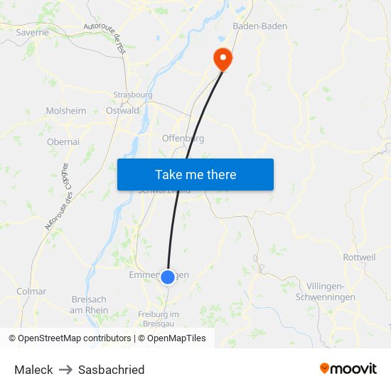 Maleck to Sasbachried map