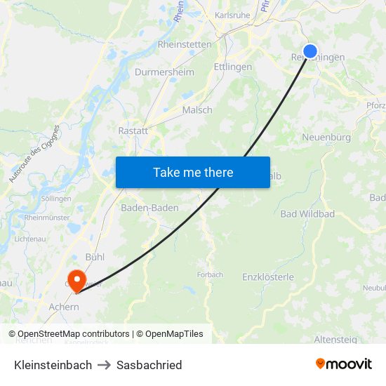 Kleinsteinbach to Sasbachried map