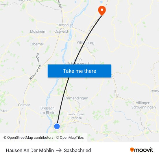 Hausen An Der Möhlin to Sasbachried map