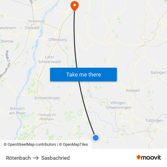 Rötenbach to Sasbachried map