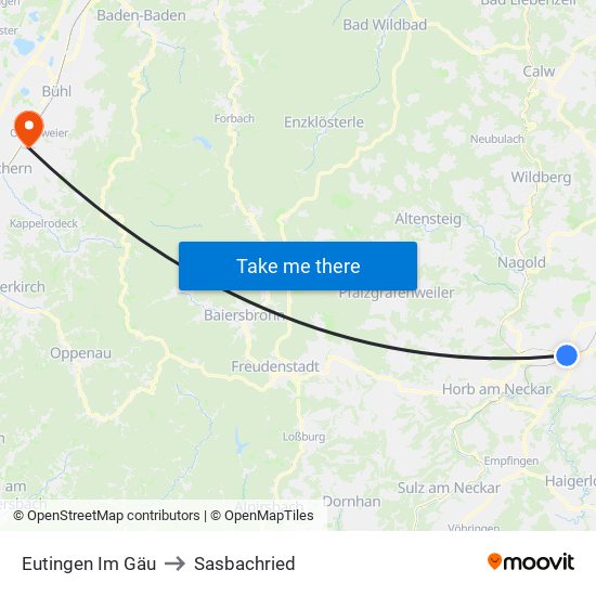 Eutingen Im Gäu to Sasbachried map