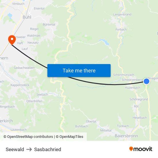 Seewald to Sasbachried map