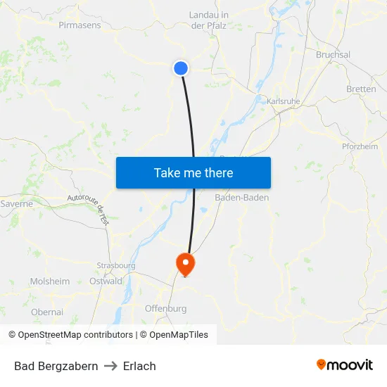 Bad Bergzabern to Erlach map