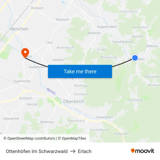 Ottenhöfen Im Schwarzwald to Erlach map